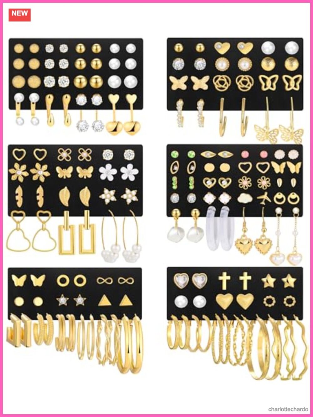 84 Pairs Gold Stud Earrings Set for Women, 168 Pieces Hypoallergenic Earrings
